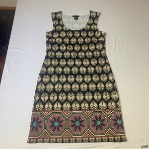 5th & Love Women's Sleeveless Stretch Mini/Midi Black and Gold Dress Size Small
